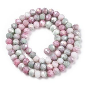 Fasettihelmi rondelli 6x4mm Pink/green, 40kpl