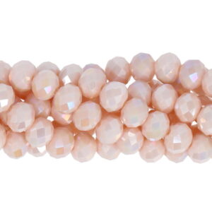 Faceted rondelle 8x6mm opaque peach AB, 32pcs