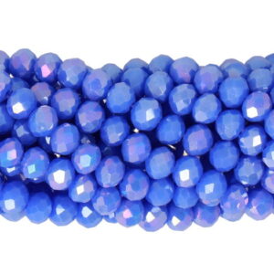 Faceted rondelle 4x3mm Opaque cornflower AB, 100pcs