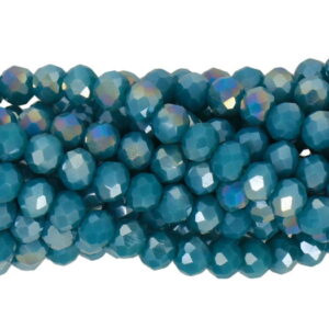 Faceted rondelle 4x3mm Opaque peacock AB, 100pcs