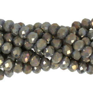 Faceted rondelle 6x4mm Opaque stone grey AB, 40pcs
