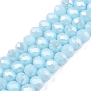 Faceted rondelle 6x4mm Powder blue luster, 40pcs