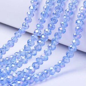 Faceted rondelle 6x4mm Sky blue AB, 40pcs