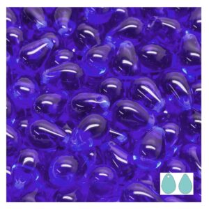 Preciosa lasi pisara 9x6mm Cobolt, 12kpl