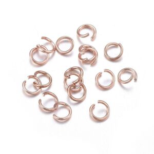 Stainless steel rose gold plated 5mm jumpring 21ga, 30pcs