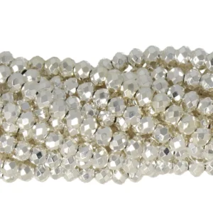 Faceted rondelle 4x3mm Metallic silver, 100pcs