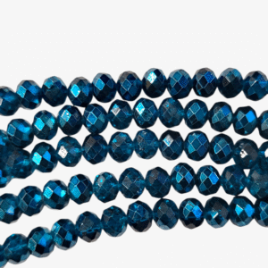 Faceted rondelle 8x6mm metallic blue zircon, 32pcs