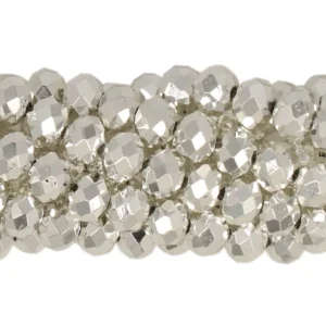 Faceted rondelle 6x4mm Metallic bright silver, 35pcs