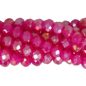 Faceted rondelle 6x4mm Opaque fuchsia luster, 40pcs