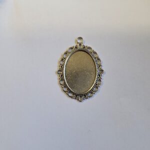 Silver plated oval pendant base 25x18mm