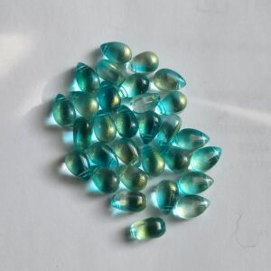 Lasi pisara 9x6mm cyan gold dust, 12kpl