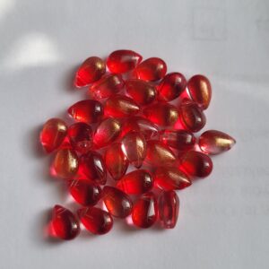 Lasi pisara 9x6mm red gold dust, 12kpl