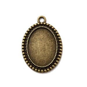 Antique bronze oval pendant base 25x18mm