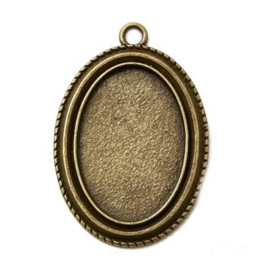 Antique bronze oval pendant base 30x20mm