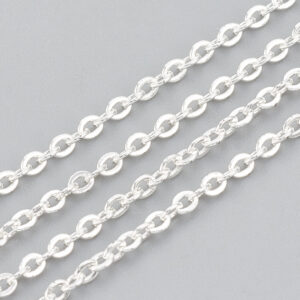 Ruostumaton teräs hopeoitu ketju 3x2x0.6mm, 0.5m