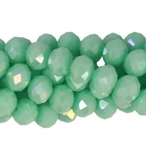 Faceted rondelle 8x6mm opaque light green turquoise, 32pcs