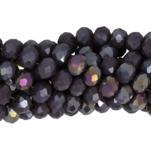 Faceted rondelle 6x4mm Dark purple AB, 40pcs