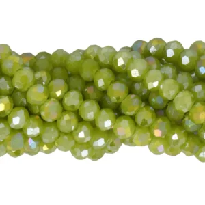 Faceted rondelle 4x3mm Opaque lime AB, 100pcs
