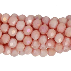 Faceted rondelle 6x4mm Pastel pink luster, 40pcs