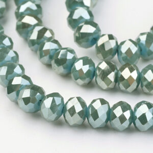 Faceted rondelle 6x4mm Dark green luster, 40pcs