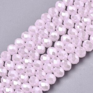 Faceted rondelle 2.3x1.5mm Rose opal, appr. 140pcs