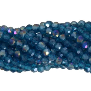 Faceted rondelle 4x3mm Peacock blue AB, 100pcs
