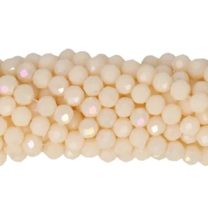 Faceted rondelle 4x3mm Opaque cream AB, 100pcs