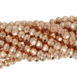 Faceted rondelle 4x3mm Metallic champagne, 100pcs
