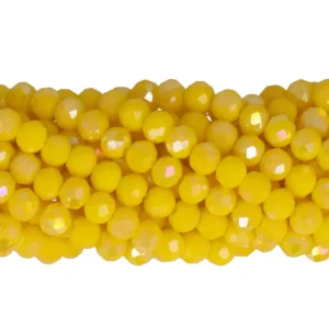Faceted rondelle 4x3mm Opaque yellow AB, 100pcs