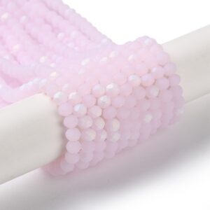 Faceted rondelle 4x3mm Matte pearl pink AB, 100pcs