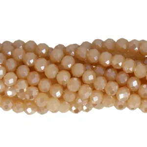 Faceted rondelle 4x3mm Opaque beige AB, 100pcs