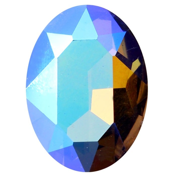 Crystal cabochon oval 30x20mm, Black diamond shimmer