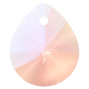 Crystal pear pendant 12x10mm light rose moonlight, 2pcs