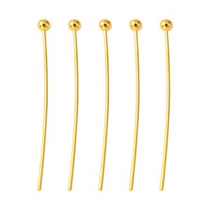 Headpin gold plated 2mm ball 2.5cm 24ga, 40pcs