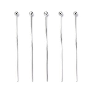 Headpin silver plated 2mm ball 5cm 21ga, 40pcs