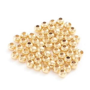 304 Ruostumaton teräs kullattu helmi 2.4x2mm sisähalkaisija 0.8mm, 60kpl