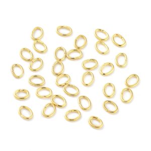 Stainless steel gold plated oval jump ring 4x3x0.6mm, 30pcs