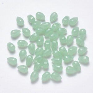 Glass teardrop 9x6mm green opal 12pcs