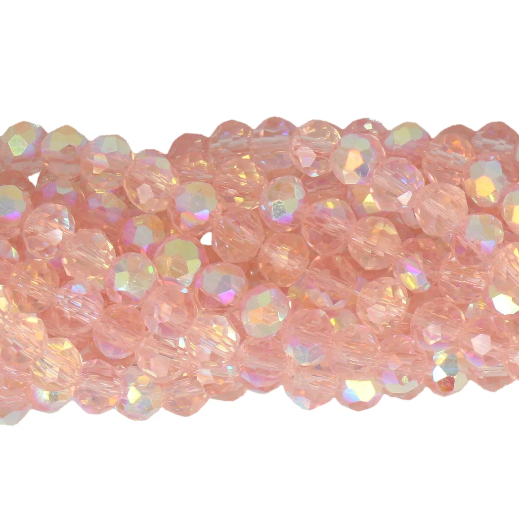 Fasettihelmi rondelli 4x3mm Rose iris AB, 100kpl