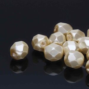 Pyöreä fasettihelmi 8mm Cream, 25kpl