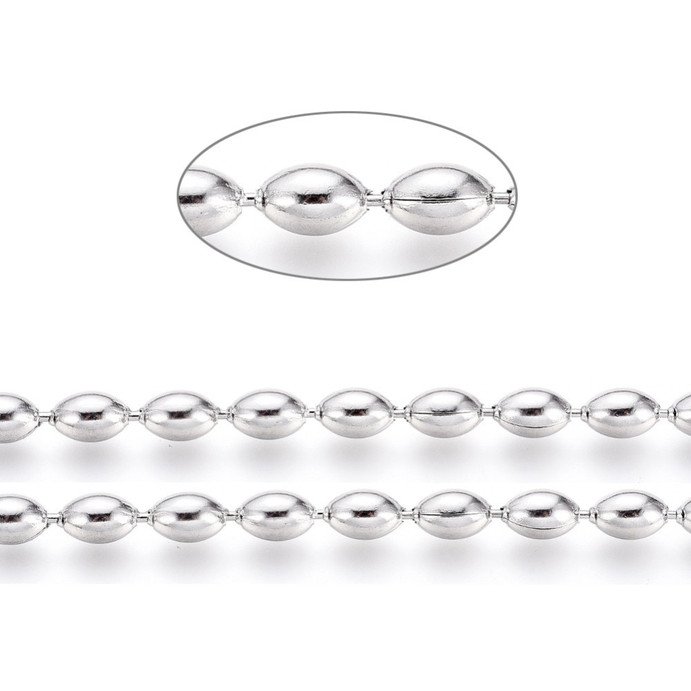 Ruostumaton teräs palloketju riisi 6x4mm, 0.5m
