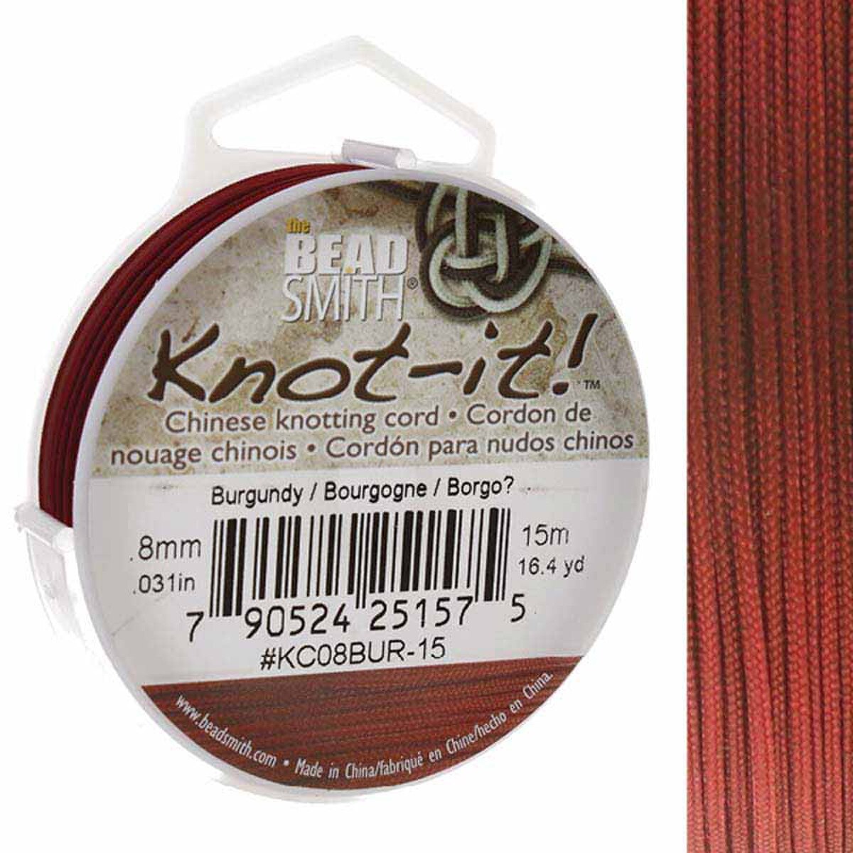 Chinese knotting cord 0.8mm Burgundy, 15m