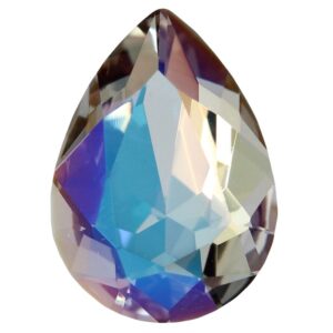 Crystal cabochon teardrop 18x13mm, Black diamond moonlight