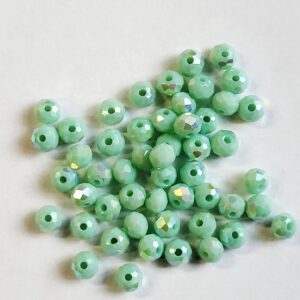 Faceted glass bead 4mm Mint green AB, 100pcs