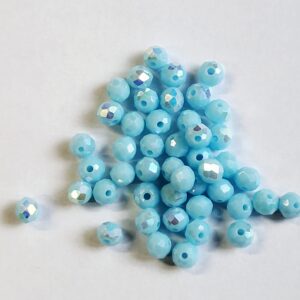 Faceted glass bead 4mm Opaque sky blue AB, 100pcs