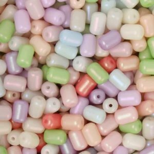 Tube bead 6x4mm Pastel mix, 40pcs